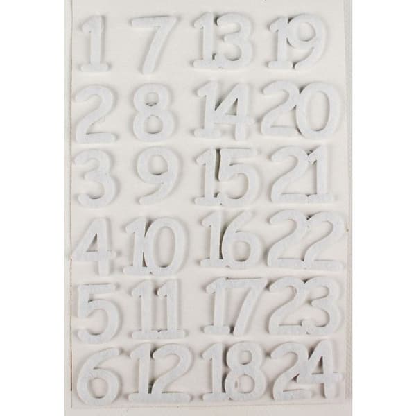 Filtalferade siffror Adventskalender Vit 3 cm