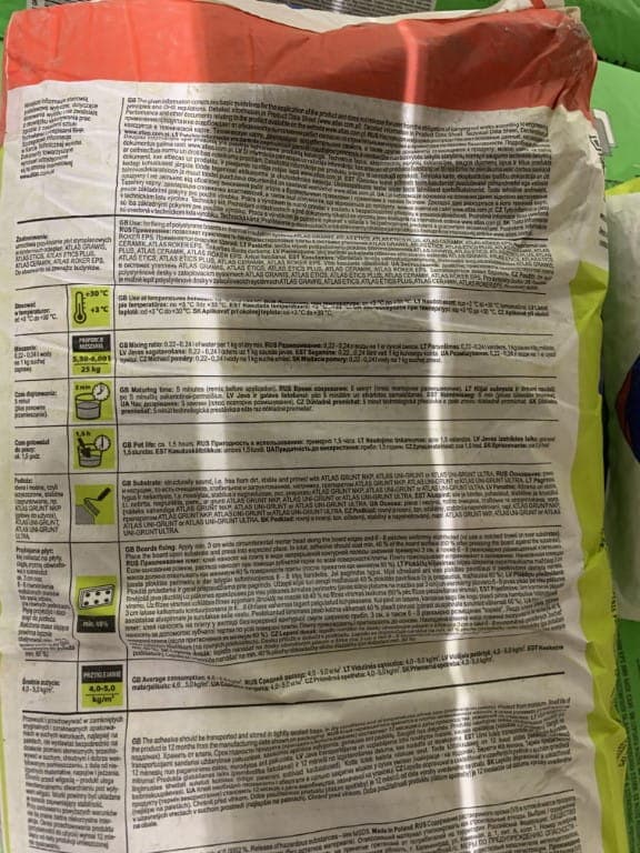 Polystyreenin liimalaasti Grawis-S 25 kg