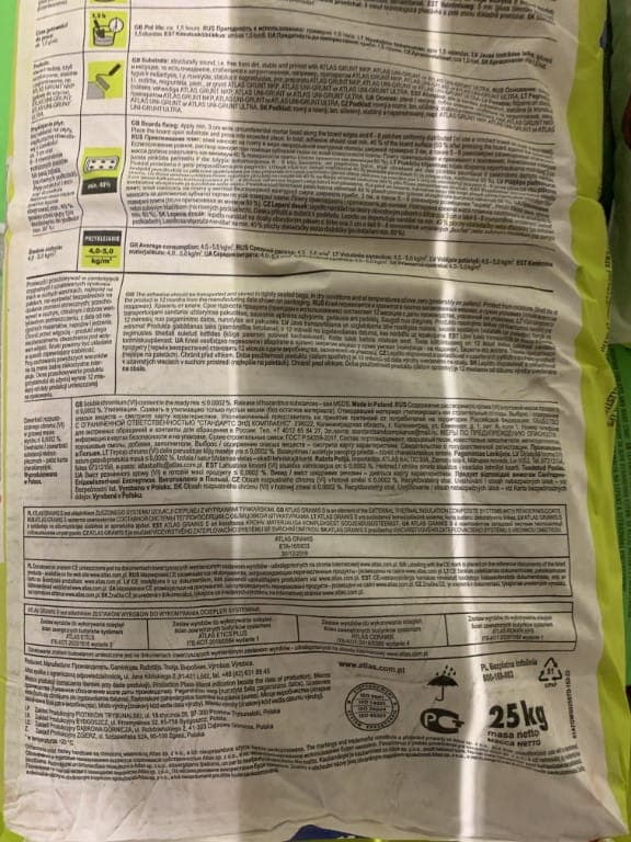 Polystyreenin liimalaasti Grawis-S 25 kg