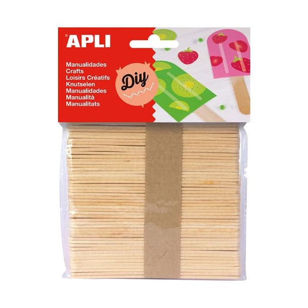 Träpinnar - APLI - Påse med 50 pinnar - Naturlig - 115x10 mm - För barn