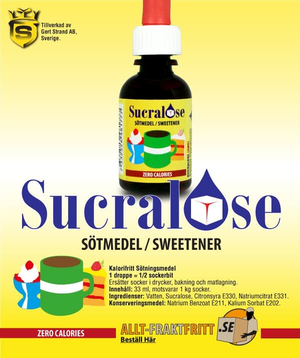 Sucralose sötmedel 33 ml Svensk/Engelsk