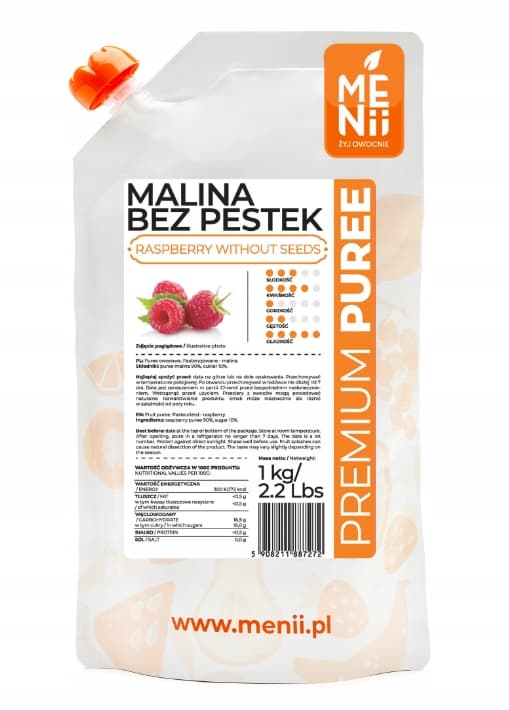 Fruktmassa HALLON 1kg PremiumPuree MENii