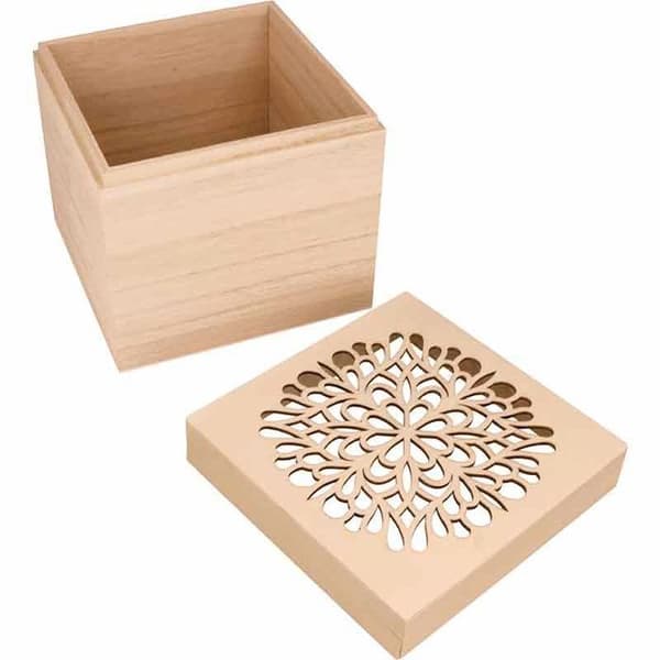 Fyrkantig låda med rosettlock - 15 x 15 x 15 cm