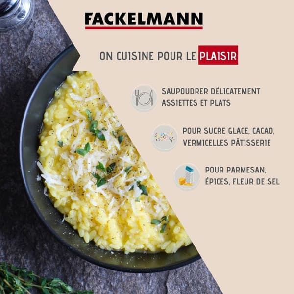 Saupoudreuse - Fackelmann - 42909 - Rostfritt stål - 7 x 13 cm - Plastlock