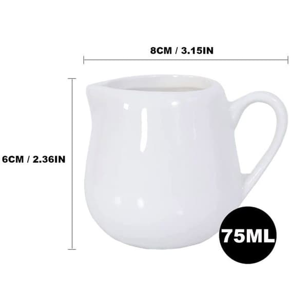 Creamer Kungfu mall Set med 2 små vita keramiska mjölkkrukor 75 Ml