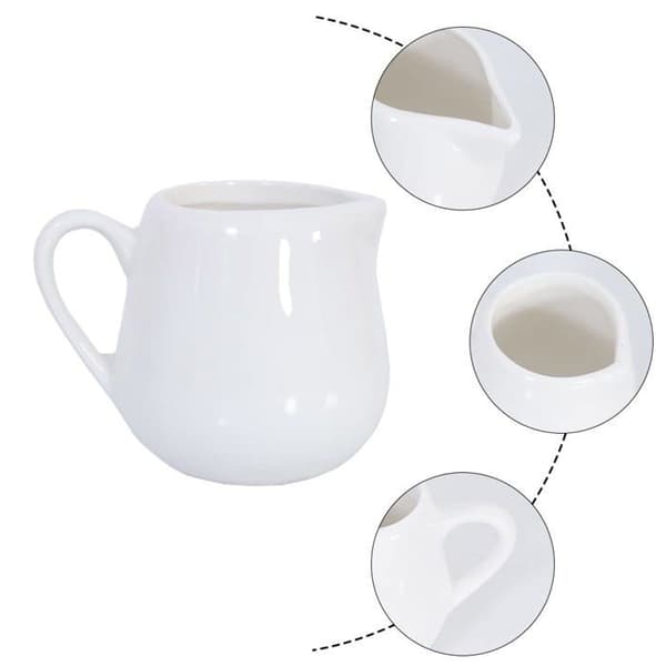 Creamer Kungfu mall Set med 2 små vita keramiska mjölkkrukor 75 Ml