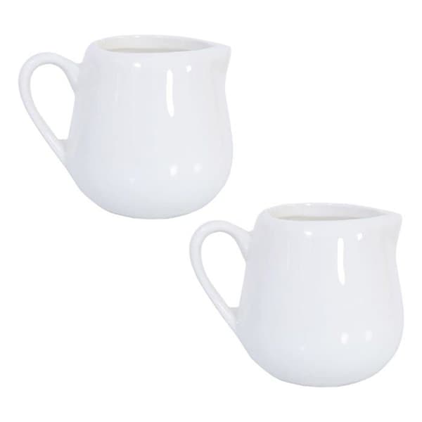 Creamer Kungfu mall Set med 2 små vita keramiska mjölkkrukor 75 Ml