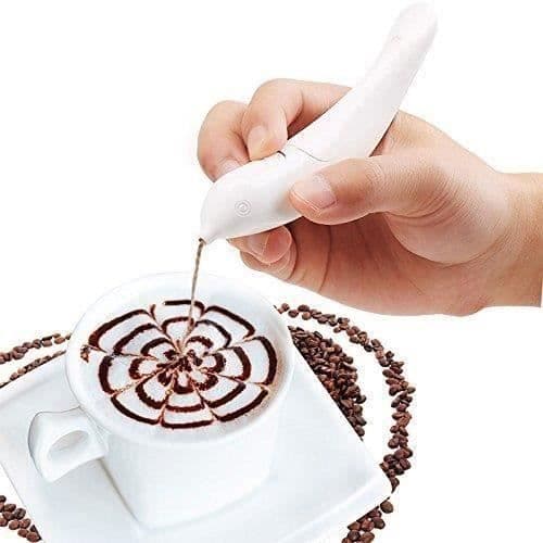 Kulinarisk dekorationspenna på kaffe Latte Espresso kompatibel med kakaosockerkryddor - Latte Art Penna - Perfekt för barn