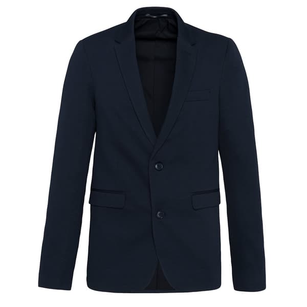 Kariban Stickad kavaj för män Night Navy Heather 44 UK