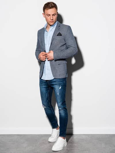 Men's casual blazer jacket M162 - navy