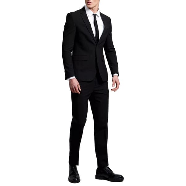 Burton Mens Essential enkelknäppt smal kostymjacka Black 44R