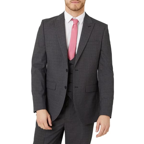 Burton Texturerad skräddarsydd kostymjacka för män Charcoal 38R