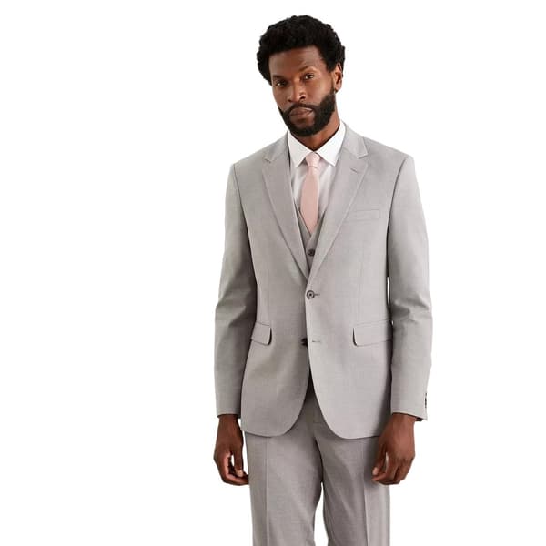 Burton Mens Essential Slim Suit Jacket Light Grey 36L