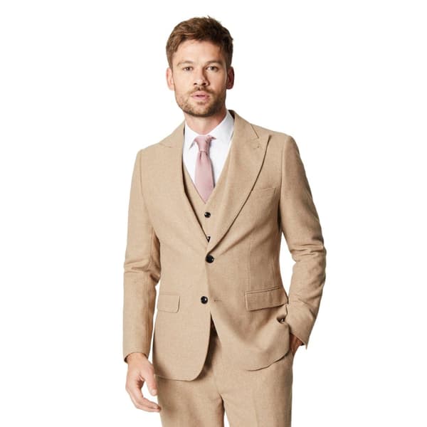 Burton Mens Tweed Slim Suit Jacket Neutral 36R