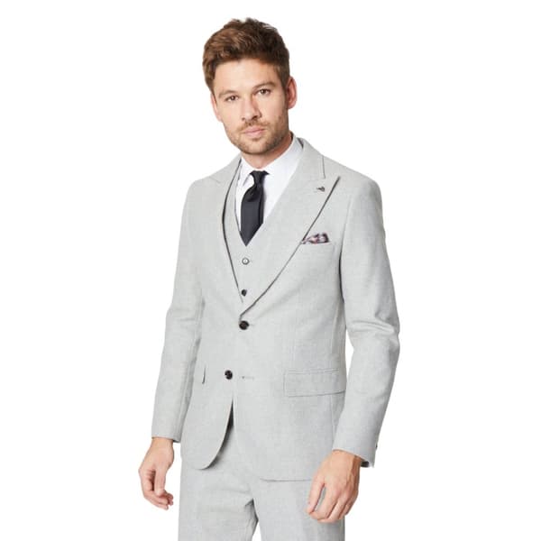 Burton Mens Tweed Single-Breasted Slim Suit Jacket Grey 38R