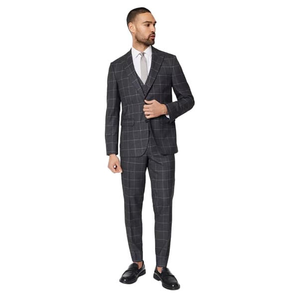 Burton Mens Windowpane Check Slim Tailored Suit Jacket