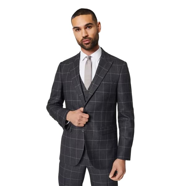 Burton Mens Windowpane Check Slim Tailored Suit Jacket