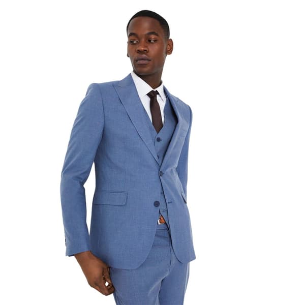 Burton Mens Peak Lapel Slim Tailored Bröllopskostym Kavaj