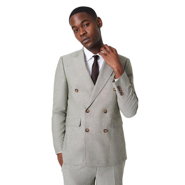 Burton Mens Monaco Linne Dubbelknäppt Slim Kostymkavaj
