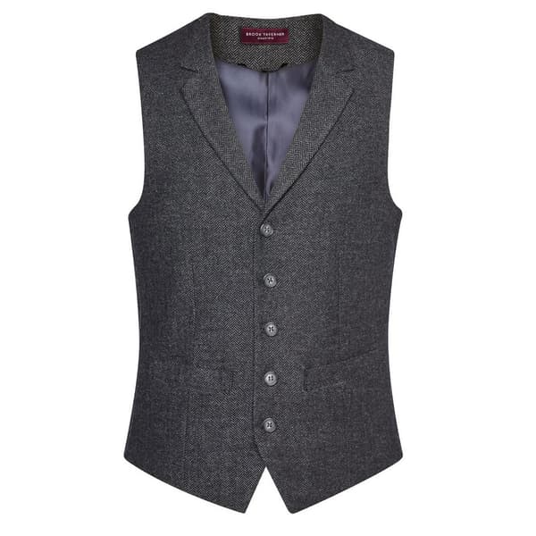 Brook Taverner Memphis väst för män Charcoal Herringbone Grey L