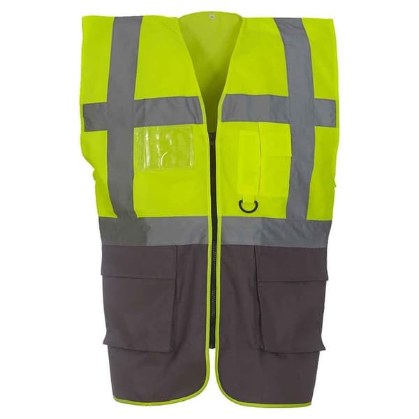 Yoko Unisex Adult Executive Hi-Vis Waistcoat Yellow/Grey L
