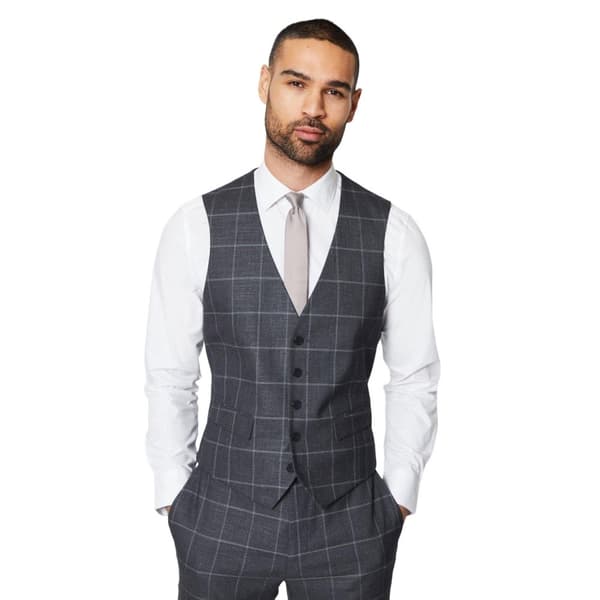 Burton Windowpane Check smal väst för herrar Charcoal M