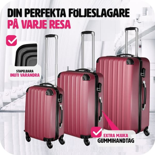 Hårda resväskor i 3-set - röd