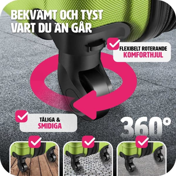 Resväskeset 4 stycken med hårt skal - grön