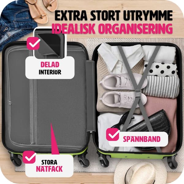 Resväskeset 4 stycken med hårt skal - grön