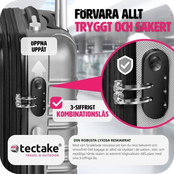 Resväskeset 4 stycken med hårt skal - grå