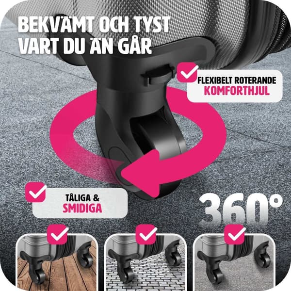 Resväskeset 4 stycken med hårt skal - grå