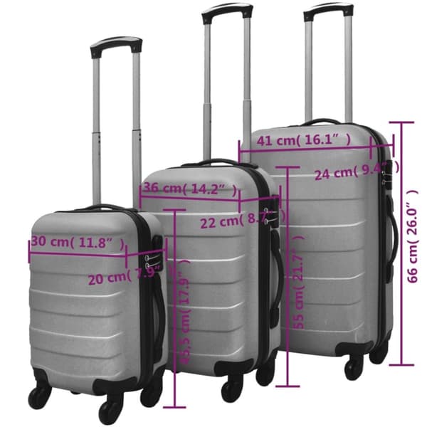 vidaXL hardcase trolleysæt 45,5/55/66 cm sølvfarvet