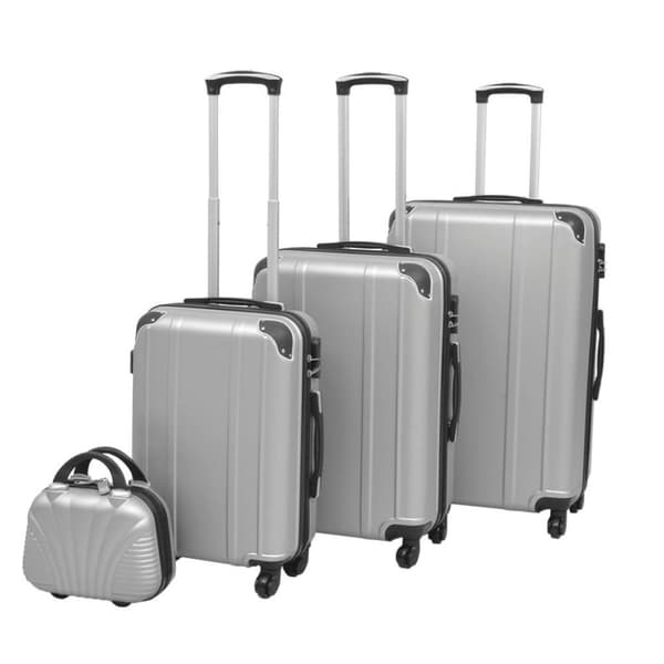 vidaXL hardcase trolleysæt fire dele sølvfarvet