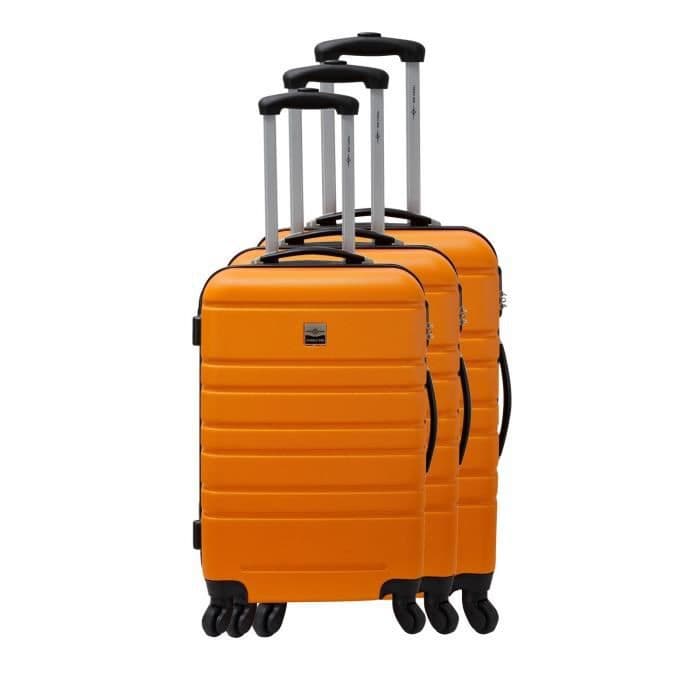 FRANKRIKE VÄSKA Uppsättning av 3 styva ABS-resväskor 4 Hjul 55-65-70cm Orange