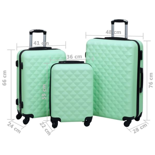 vidaXL kuffertsæt 3 stk. hardcase ABS mintgrøn