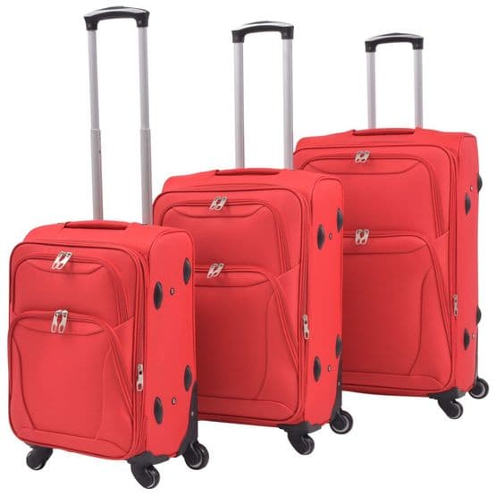 Resväskor 3 St Röd Soft Case