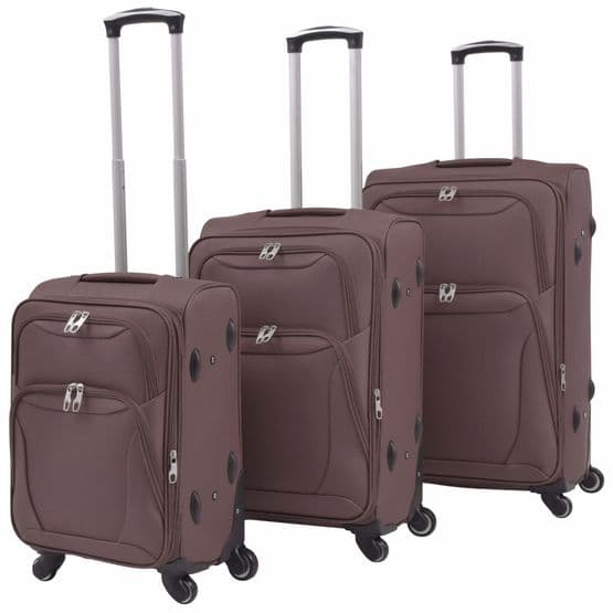 Resväskor 3 St Kaffebrun Soft Case