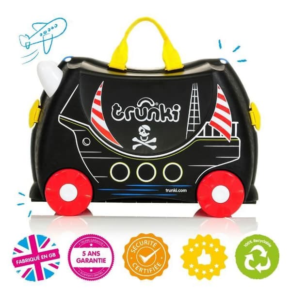 Trunki rullväska för barn och handbagage för barn: Pedro Pirate rullväska (svart)