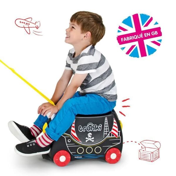 Trunki rullväska för barn och handbagage för barn: Pedro Pirate rullväska (svart)
