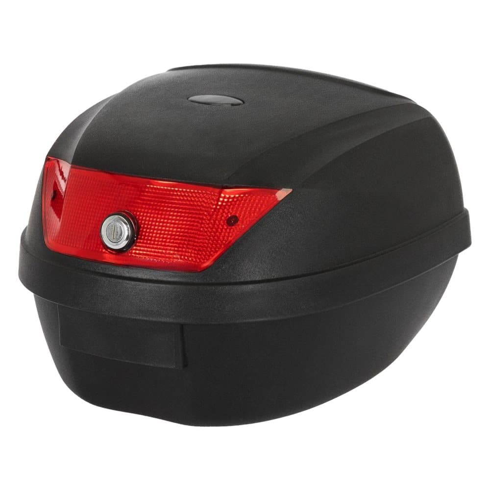 ECD Germany MOTORCYCLE CASE TOPCASE 36L för 1 hjälm, toppväska Motorcykelrulle Universal, Svart med röd reflektor, Vattentät