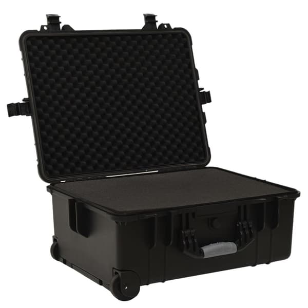 vidaXL Flykasse med hjul svart 58x45x27 cm PP