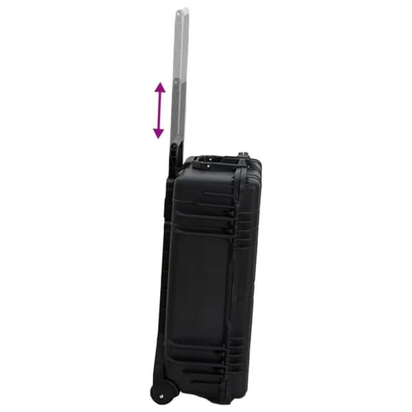 vidaXL flightcase med hjul 63x50x23 cm PP sort