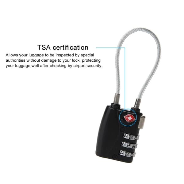 Hänglås Kombinationshänglås bagage TSA - Svart