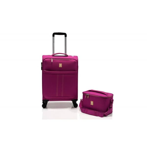 Lot mjuk kabinväska + toilettväska "Ultra lätt" - Lys Paris 2102/2 - Magenta