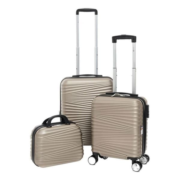 Set med 2 utvidgade hårda resväskor + 30% volym + necessär - Lys Paris 323/3 - Rose Gold