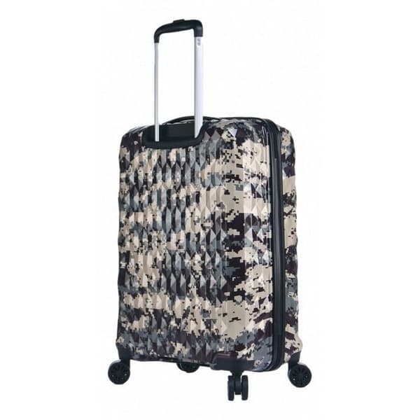 LYS - Grön kamouflage polykarbonat kabin resväska 55x38x20 cm 4 fodrade hjul