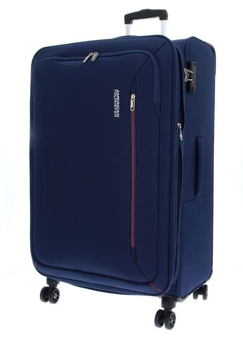 Resväska - American Tourister - Hyperspeed - 3 delar - TSA hänglås - 4 hjul - Mörkblå/Röd