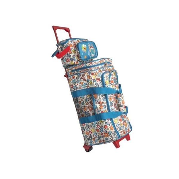 Rullväska - Små Monster - Kille - Mjuk - 52x25x26.5 cm - Tysta Hjul