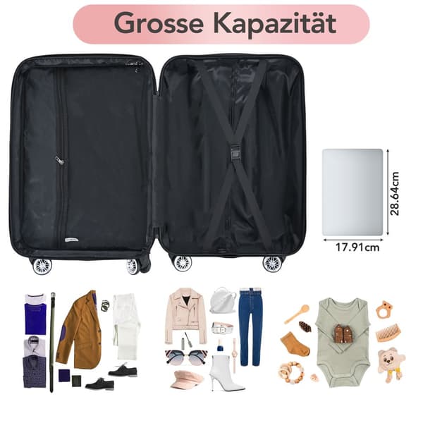 Rött hårt handbagage ABS-material, universalhjul dubbelhjul, med TSA-lås för mer säkerhet, XL