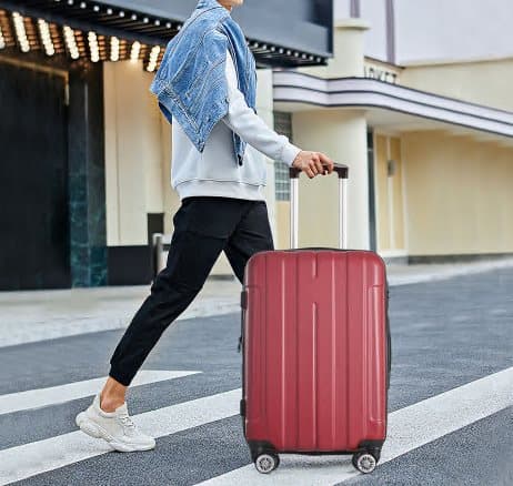 Rött hårt handbagage ABS-material, universalhjul dubbelhjul, med TSA-lås för mer säkerhet, XL